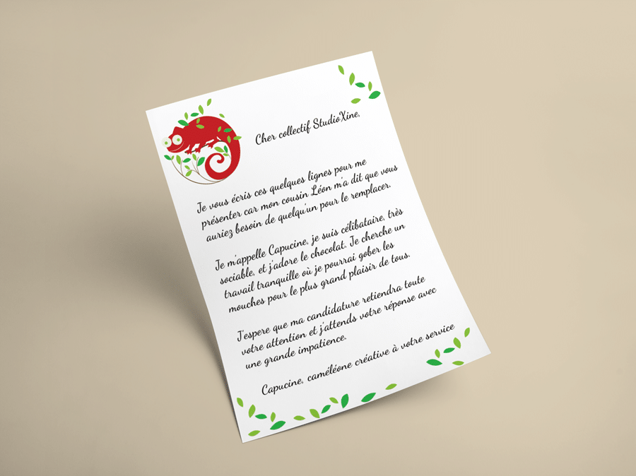 2016 10 lettre capucine mockup les aventures de la mascotte de StudioXine